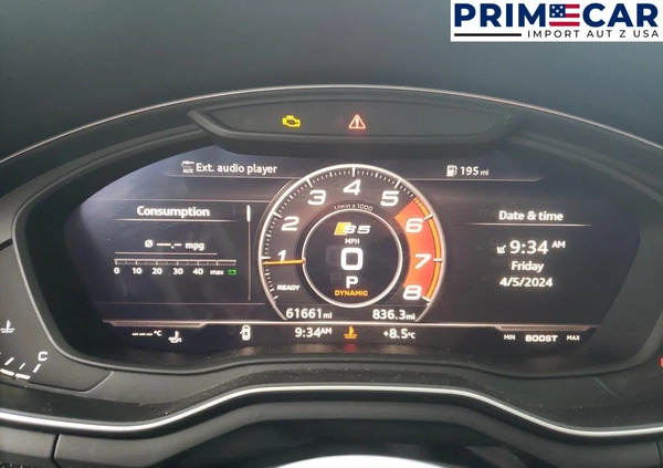 Audi S5 cena 79920 przebieg: 61661, rok produkcji 2019 z Kożuchów małe 56